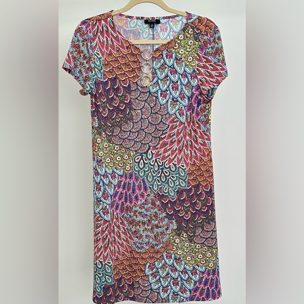 Colorful Patterned Short Sleeve Dress
